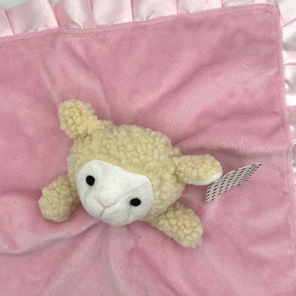 Baby Pink Soft Silky Lamb Lovey Security Blanket - Picture 5 of 13
